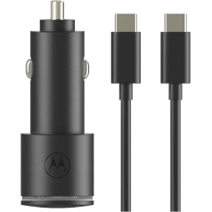 Motorola lādētāji 45 W divu portu USB PD ātrās uzlādes lādētājs (USB-A, USB-C) transportlīdzekļa/telefona lādētājam ar 1 m USB-C uz C kabeli