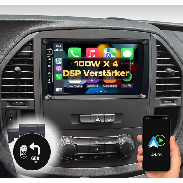 DYNAVIN Android auto radio ar satelītnavigācijas sistēmu Mercedes Sprinter Vito Viano A klasei: 9 collu oriģināliekārtas radio ar bezvadu Carplay un Android Car | Head-up displejs | Ieskaitot DAB+; D9-DF427 Premium Flex