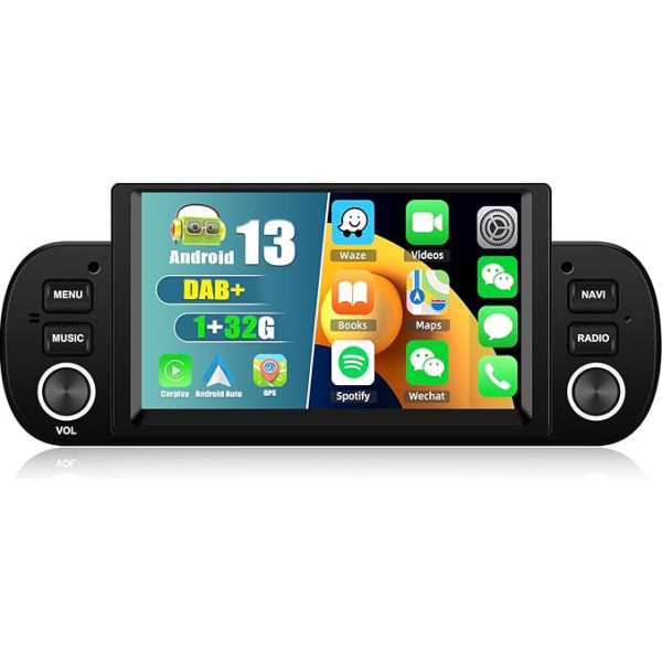 CAMECHO Android 13 DAB+ satelīta radio Fiat Panda 2013-2020, 6,2 collu [1+32G] Bluetooth radio ar WiFi GPS Mirror Link FM/RDS stūres vadības stūres atbalsts atpakaļgaitas kamera + Canbus