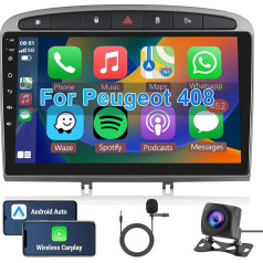 Hodozzy Android auto radio Peugeot 308 408 2007-2015 Carplay Android automašīnai, radio 9 collu skārienjūtīgais ekrāns Radio Bluetooth HiFi GPS navigācija WiFi Mirror Link FM RDS kamera 2 DIN ekrāns Peugeot