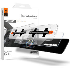 Spigen Glas.tR EZ Fit ekrāna aizsargplēve, saderīga ar Mercedes Benz E klases (W213, 2017-2023), GLE 2019-2023, Mercedes-AMG GT 43, šablons uzstādīšanai, kristāldzidra, izturīga pret skrāpējumiem, 9H plēve