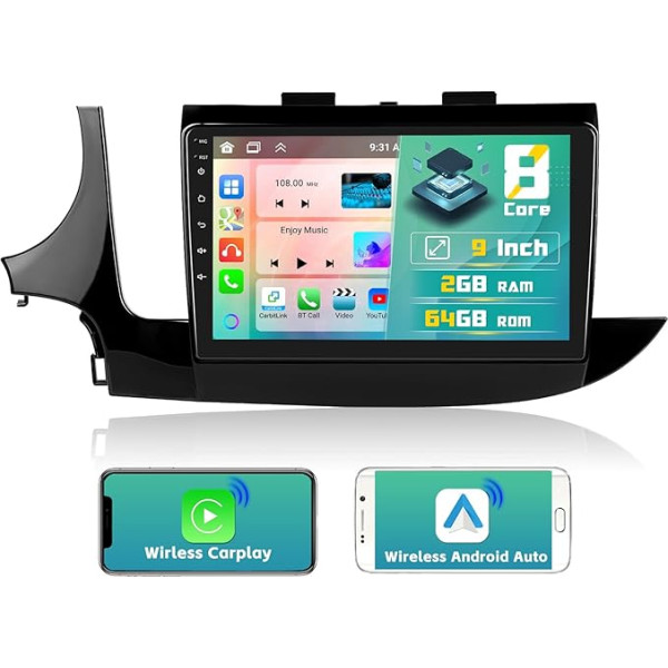 [2G+64G] Hikity Android auto radio Buick Encore 2016-2018/Opel Mokka Vauxhall 2016-2019 ar Wireless Carplay Android Car, radio ar 9 collu ekrānu WiFi GPS BT FM/RDS SWC Canbus