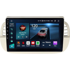 ACAVICA 4 + 64 GB Android 13 Auto radio Fiat 500 500C 2007-2015 Stereo 8-core GPS navigācija ar bezvadu CarPlay Android Car Bluetooth 4G LTE WiFi (White)