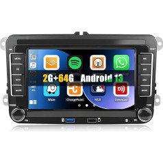 [2+64G] CAMECHO Android 13 auto radio VW Golf 5 Golf 6 Skoda Polo Passat Tiguan Touran ar Carplay/Android Car/Mirrorlink, 7 collu kapacitīvs skārienjūtīgais skārienjūtīgais ekrāns ar WiFi GPS FM Bluetooth P2