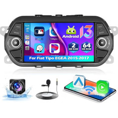 Hikity Android auto radio Fiat Tipo Egea 2015-2017, 7 collu skārienjūtīgais ekrāns ar navigāciju Bezvadu Carplay Android Auto WiFi BT FM RDS Canbus