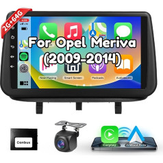 Podofo Carplay auto radio Opel Meriva 2010-2014, 9 collu skārienjūtīgais ekrāns, auto radio 2G + 64G ar bezvadu Carplay Android Car, Bluetooth/GPS/WiFi/FM/SWC/HiFi/USB+atgriešanas kamera