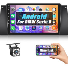 [1+32G] SIXWIN Android 13 auto radio BMW 5 E39 E53 M5 X5 (1996-2007) radio, 9 collu kapacitatīvais skārienjūtīgais skārienjūtīgais ekrāns ar WiFi GPS Bluetooth FM/RDS USB Mirror Link Android iOS tālrunim