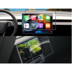 SHAOHAO Saderīgs Tesla Model3 Highland 2024 2025 Seat Screen + Navigator Aizsargplēve Aizmugurējā izklaides sistēma Izturīgs pret skrāpējumiem 9H Pirkstu nospiedumu izturīgs rūdīta stikla ekrāna aizsargplēve Iepakojums no