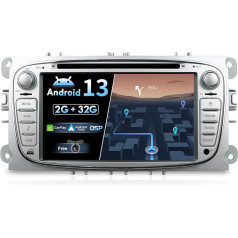 BXLIYER Android 13 auto radio Ford Focus/Mondeo/S-Max/C-Max/Galaxy - Bezvadu CarPlay Android Car - MIC + aizmugures skata kamera - 2G + 32G - 7 collu 2 DIN - DAB stūres vadības pults Fast Boot WiFi DSP