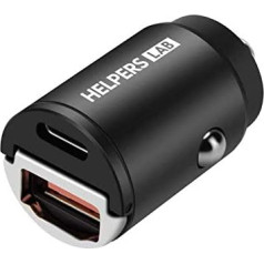 Auto lādētājs USB C 30W Mini Dual USB C cigarešu aizdedzinātājs ar PD3.0 PPS QC3.0 priekš iPhone 12 Mini Pro Max 11 XS XR X 8, Pad Air/Pro/Mini, SamsungS10, Huawei P30, Xiaomi un citām ierīcēm