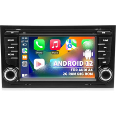 Autoradio Audi A4 S4 B6 B6 B7 RS4, Android 12 sistēma 2G+64G, 7 collu IPS skārienjūtīgais ekrāns, atbalsta GPS navigāciju Bezvadu Carplay Android Auto WiFi Bluetooth RDS FM radio Vadības stūres rats