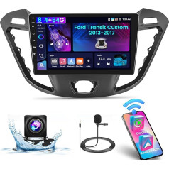 NHOPEEW 4 + 64G Android 13 auto radio Ford Transit Custom 2013-2017 - Wireless Carplay & Android Car - 9 collu skārienjūtīgais ekrāns ar EQ WiFi WiFi GPS FM RDS Mirror Link + AHD aizmugures skata kamera un mikrofons