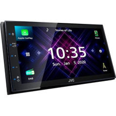 JVC KW-M565DBT - Bez diska, Apple CarPlay, Android Car, 17,3 cm kapacitīvais skārienjūtīgais ekrāns, DAB+/FM, USB spoguļattēls Android, Bluetooth brīvroku sistēma, skaņas procesors, 4 x 50 W, melns