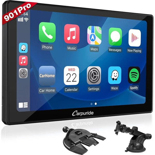 2024 Carpuride W901 Pro Bezvadu Bluetooth pārraide Portatīvais Carplay & Andorid auto radio 9 collu 1080P skārienjutīgais ekrāns ar spoguli, atbalsta kravas automašīnas paneļa montāžu