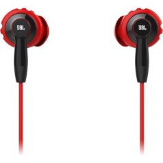 JBL Focus 300 Behind-the-Ear Sport Kopfhörer Schweißresistent mit Flexiblem Ohrbügel, TwistLock Technologie, Tablets und MP3 Geräten - Schwarz/Rot