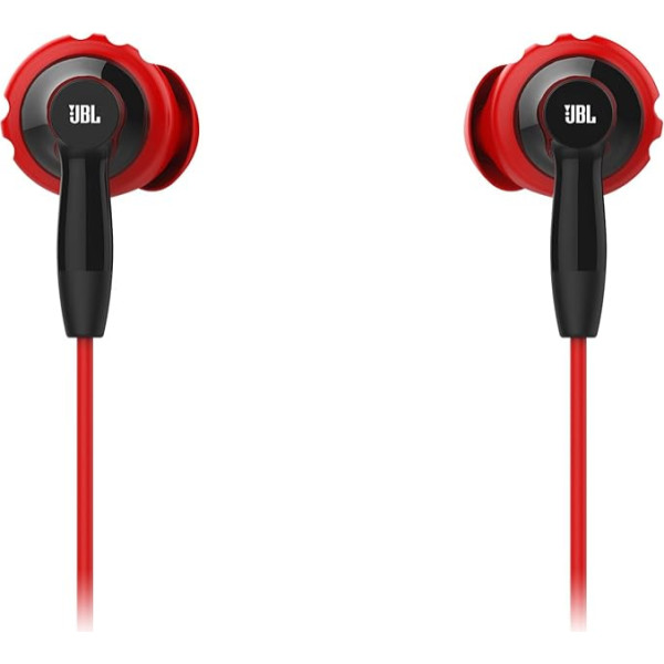 JBL Focus 300 Behind-the-Ear Sport Kopfhörer Schweißresistent mit Flexiblem Ohrbügel, TwistLock Technologie, Tablets und MP3 Geräten - Schwarz/Rot