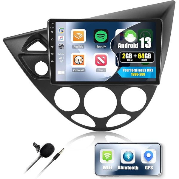 2G + 64G CAMECHO Android 13 auto radio priekš Ford Focus MK1 C170 1998-2005 ar navigācijas sistēmu Carplay Android Car, 9 collu Double DIN auto radio Touch Display ar Bluetooth RDS FM WiFi Mirror Link