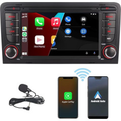 HLLECARMO Auto radio bezvadu Carplay Audi A3 8P S3 RS3 Sportback radio Bluetooth ar 7 collu ekrānu, skārienjūtīgo displeju AM/FM USB mikrofons