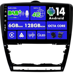 SXAUTO Android 13 [Iebūvēts 4G LTE un DAB] - 6G + 128G - Auto radio Skoda Octavia (2006-2014) - Dual Band WiFi - CarPlay Android Car - Kamera + Mic - DSP stūres vadības stūres vadība - QLED 10,1