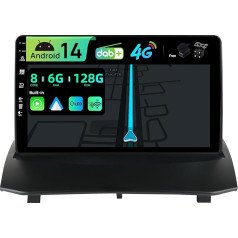 BXLIYER Iebūvēts 4G LTE un DAB, Android 13 auto radio Ford Fiesta (2008-2019), 6G + 128G, Carplay Android auto, kamera + MIC, stūres vadības pults, divu joslu WiFi, QLED 9 collu, 8-core 2 DIN