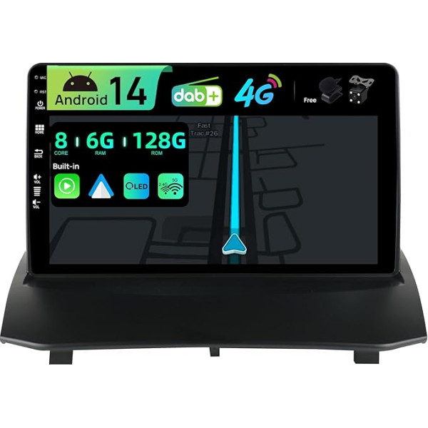 BXLIYER Iebūvēts 4G LTE un DAB, Android 13 auto radio Ford Fiesta (2008-2019), 6G + 128G, Carplay Android auto, kamera + MIC, stūres vadības pults, divu joslu WiFi, QLED 9 collu, 8-core 2 DIN