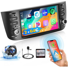 Inefala 2+64GB Android Autoradio für FIAT Punto 2010-2016 / Linea 2012-2015, 6,2 Zoll Touchscreen CarPlay 2 Din Autoradio mit Android Auto, WiFi, Mirror Link, GPS, RDS FM, AHD Rückfahrkamera