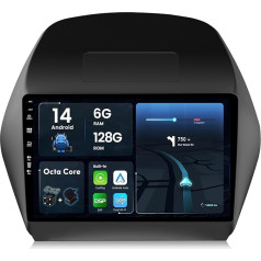 BXLIYER Android 13 - [6G+128G] - Hyundai IX35 (2010-2017) piemērots auto radio - Bezvadu CarPlay/Android Car/DSP - LED kamera un mikrofons - IPS 10,1 collu 2 DIN - DAB vadība no stūres rata Fast-Boot