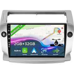 BXLIYER Android 12 auto radio Citroen C4/C-Quatre/C-Triomphe (2004-2012) - Brīva atpakaļgaitas kamera - 2G + 32G - IPS 9 collu 2 DIN - DAB vadība no stūres WiFi Carplay Android auto Bluetooth DSP