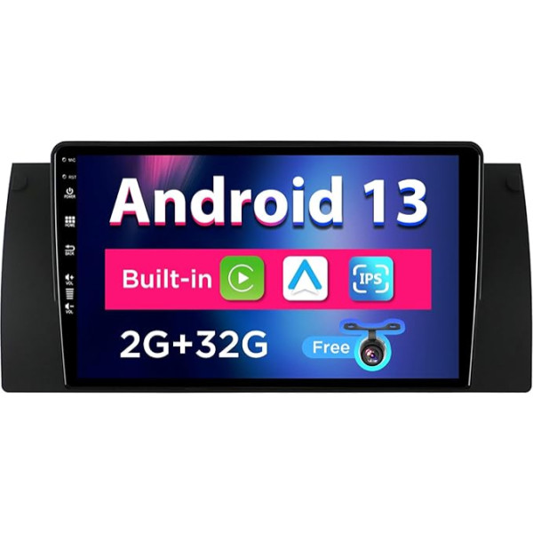 SXAUTO Android 12 IPS auto radio BMW 5 E39 E53 M5 X5 (1996-2007) - Iebūvēts CarPlay / Android Car - atpakaļgaitas kamera - 2G + 32G - Vadāms no stūres DAB Fast Boot WiFi - 2 DIN 9 collas