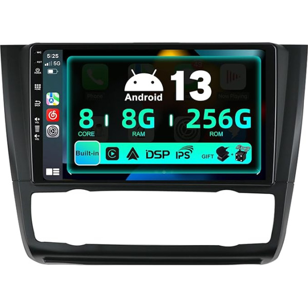 SXAUTO ¦ 8G + 256G ¦ Android 13 IPS auto radio BMW 1. sērijas E81 E82 E87 E88 (2004-2012) - Iebūvēts Carplay/Android Car/DSP - Kamera + MIC - DAB stūres vadības stūres rats Fast-Boot 360-CAM AHD - 2 DIN