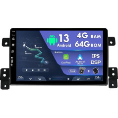 Android 12 Double DIN auto radio Suzuki Grand Vitara 2005-2015 GPS Sat Nav bezmaksas aizmugurējā kamera 9 collu 4G + 64G Carplay DSP Atbalsta DAB/WiFi/BT5.0/USB/MirrorLink/SWC/AUX/FM