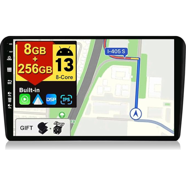 BXLIYER - [8G+256G, 8-core] - Android 12 IPS autoradio Audi A3 8P 8PA S3 RS3 (2003-2013) - Wireless CarPlay/Android Car/DSP - kamera un mikrofons - 9 collu 2 DIN - DAB stūres vadības stūres rata vadība Fast Boot