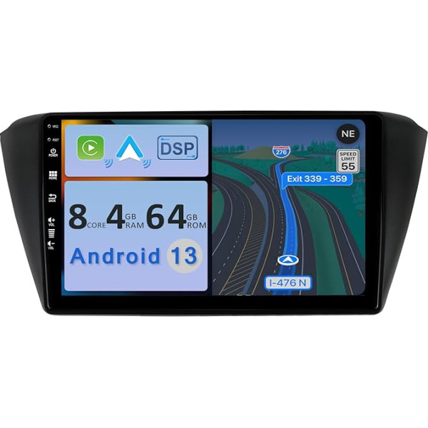 YUNTX [4GB + 64GB] Android 13 autoradio VW Skoda Fabia 2015-2021 - [Integrēts CarPlay/Android Car/DSP/GPS]-9 collu IPS 2.5D kamera + MIC-DAB/ stūres vadības pults/ spoguļa saite/Bluetooth 5.0/360