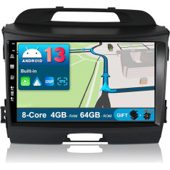 JOYX Android 12 Auto radio ar 2.5D Fits Kia Sportage (2010-2015) - [4G+64G] - Iebūvēts DSP/Carplay/Android Car - LED kamera Bez mikrofona - 9 collas - Ar stūres vadību 4G WiFi Bluetooth DAB