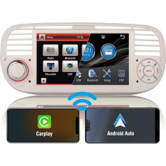 7 collu augstas veiktspējas DSP autoradio Fiat 500 2007-2015 iebūvēts bezvadu Carplay un Android auto navigācijas stūres rata vadība SWC EQ zemfrekvences skaļrunis Bluetooth USB 1080P IPS skārienekrāns AM FM RDS