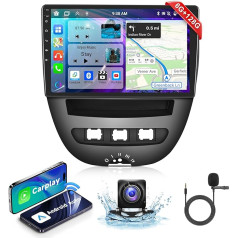 6 + 128G - 10 collu Android 13 auto radio Toyota Aygo/Peugeot 107/Citroen C1 2004-2014 ar Carplay & Android car, auto stereo ar WiFi Bluetooth HiFi/RDS/FM radio + satelīta navigācija/AHD aizmugures skats