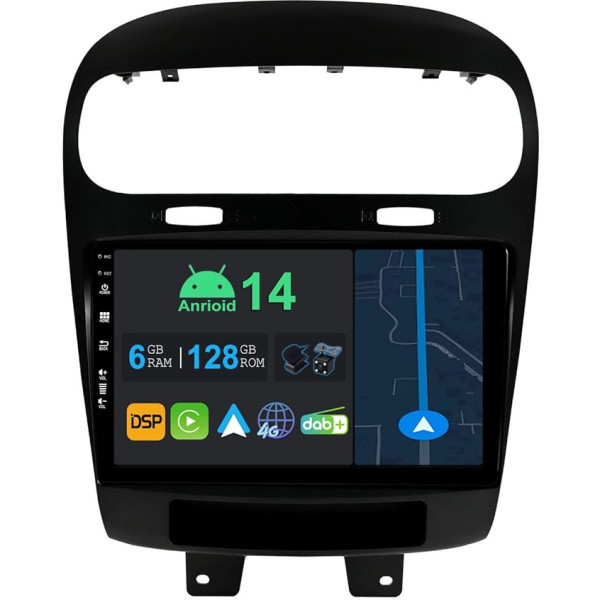 YUNTX 9 collu Android 13 auto radio ar satelītnavigāciju Fiat Freemont / Dodge Journey 2012-2016 | Octa Core | 6GB 128GB | Iebūvēts 4G LTE | CarPlay & Android Car | DSP | DAB | QLED | Dual Band WiFi