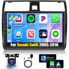 CAMECHO Upgrade 2+64G Android 13 Autordio priekš Suzuki Swift 2005-2010 ar Carplay/Android Car, 10,1 collu ekrāns ar navigāciju Double DIN ar Bluetooth WiFi FM/RDS Radio EQ Mirror Link + atpakaļgaitas sistēma