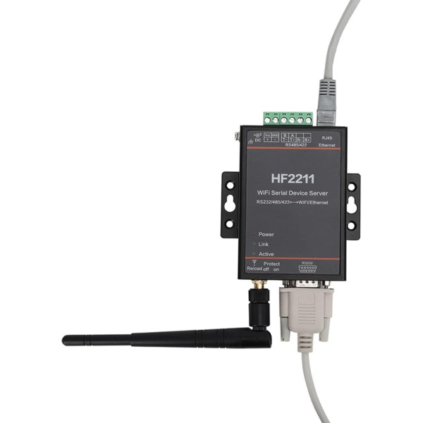 Fafeicy HF2211 Seriālo portu serveris, RS232/485/422 uz WiFi un Ethernet Seriālais servera modulis Seriālo portu sakaru ierīce DTU tīkla pārveidotājs 5-36VDC