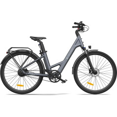 ADO E-Bike Air 28 elektrovelosipēds, Pedelec siksnas piedziņa, 28 collas, momenta sensors, siksnas piedziņa, 1 pārnesums, aizmugurējais motors, 345.00 Wh akumulators, sieviešu/vīriešu elektrovelosipēds, bagāžnieks, lampa