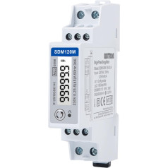 EASTRON SDM120 Elektroenerģijas patēriņa mērītājs - vienfāzes - Modbus RS485 RTU - Elektroenerģijas mērītājs DIN sliedē, 45A kWh tīkla, 2 impulsu izejas mērītāji - maiņstrāvas mērītāju LCD displejs MID kalibrēts ampērmetrs 2024