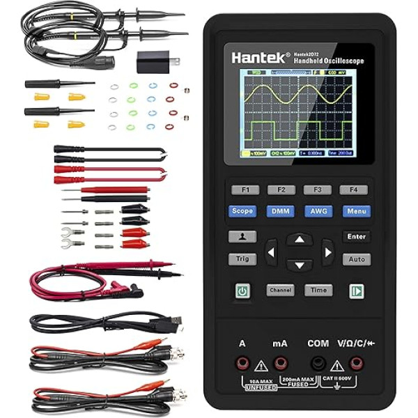 Hantek 2D72 rokas osciloskops 70MHz viļņu formas multimetrs 3 in 1 daudzfunkcionāls testeris 2CH+AFG+DMM