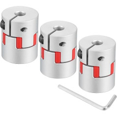 3 Stück D20 L25 5 mm bis 8 mm flexible Pflaumenschaftkupplung Aluminium Motorverbinder Flexible Spinnenkupplung für 3D-Drucker, CNC-Maschine und Servo-Schrittmotor (Silberfarben/Rot)