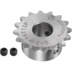 sourcing map Roller Sprocket Type B 16 Teeth 12 mm Bore Stainless Steel Motor Drive Gear