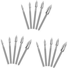 SOLUSTRE Pack of 15 Wood Engraving Drill Bits Accessories Rotācijas griezēju piederumi kokapstrādei DIY Amatniecība Koka griešana Urbis rotācijas slīpmašīna Balta tērauda akmens āmurs Bit rotējošs