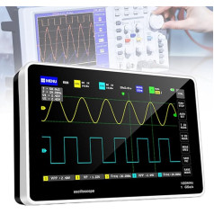 RANRAO 1013D digitālais osciloskops Digitālais portatīvais atmiņas osciloskops ar 2 kanāliem, 100 MHz joslas platums, 1GSa/s paraugu ņemšanas ātrums 7 collu TFT LCD skārienjūtīgais ekrāns, FFT displeja funkcija, iebūvēta baterija