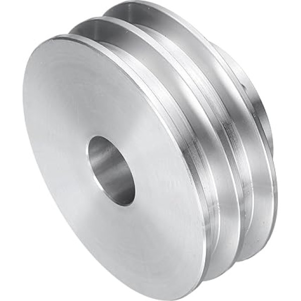 sourcing map V tipa skriemelis 16mm Bore 60mm OD Double Groove alumīnija sakausējuma alumīnija motora vārpstas urbis 6mm PU formas josta