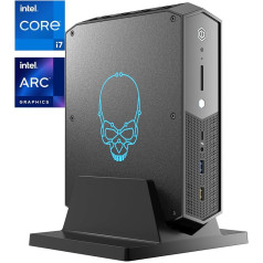 Intel NUC 12 Enthusiast Mini Gaming PC Serpent Canyon, 32GB RAM un 1TB SSD, Intel Core i7-12700H procesors (24M Cache, līdz 4,70 GHz), Intel Arc A770M grafika ar 16GB GDDR6 VRAM (NUC12SNKi72)