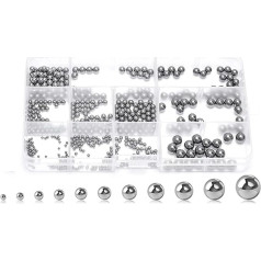 Edelstahl Kugeln ， 520-teiliges Präzisions-Stahlkugellager-Sortiment mit 2-8 mm Kugeln, lose Fahrrad-Lagerkugeln