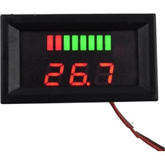 Pack of 10 DC 12 V-60 V 72 V 84 V Acid Red Digital Lead Battery Capacity Display Charge Status Lead Acid LED Tester Voltmetrs (izmērs: DC 12V-60V)